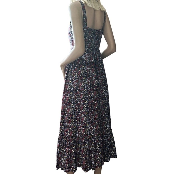 J. Crew Floral Tiered Maxi Dress Colourful Vibrant Floral Print Linen & Cotton - Picture 5 of 12